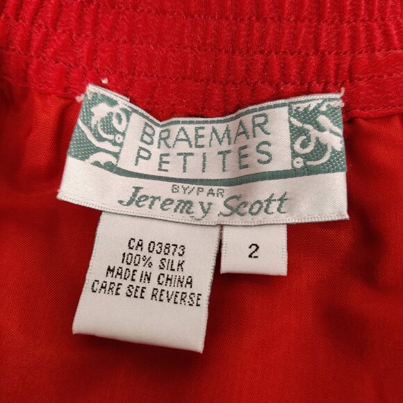 Braemar Petites Women's Mini Skirt Size 2 Red Silk Lined Business Casual Elegant - Picture 2 of 10